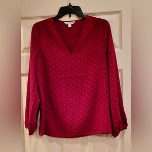 NWOT Women's Red V-Neck Blouse size small
